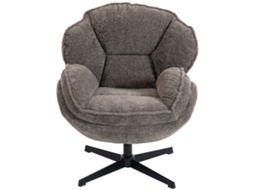 Poltrona Wingback Em Veludo Cinzento Com Rotação 360 Graus E Base De Quatro Estrelas
