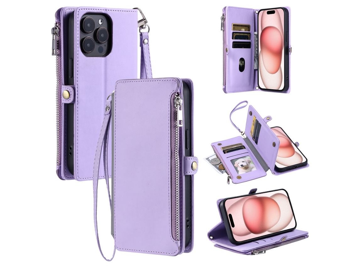 Capa Para Iphone 15 Pro Max Pele Sintética Roxo
