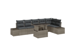 Conjunto 7 Sofá De Jardim Vidaxl Cinzento Vime Pe (319 X 154 X 85 Cm)