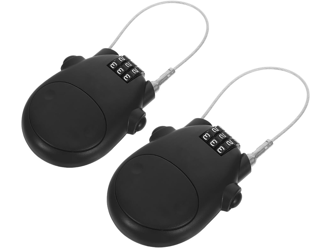 Conjunto De 2 Cadeados Retráteis Com Cabo De Aço
