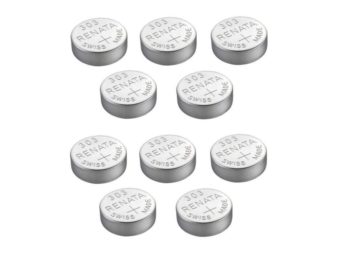 Renata Pack de 10 Blisters de 1 X303 Sr44Sw Bateria Botão de Óxido de Prata