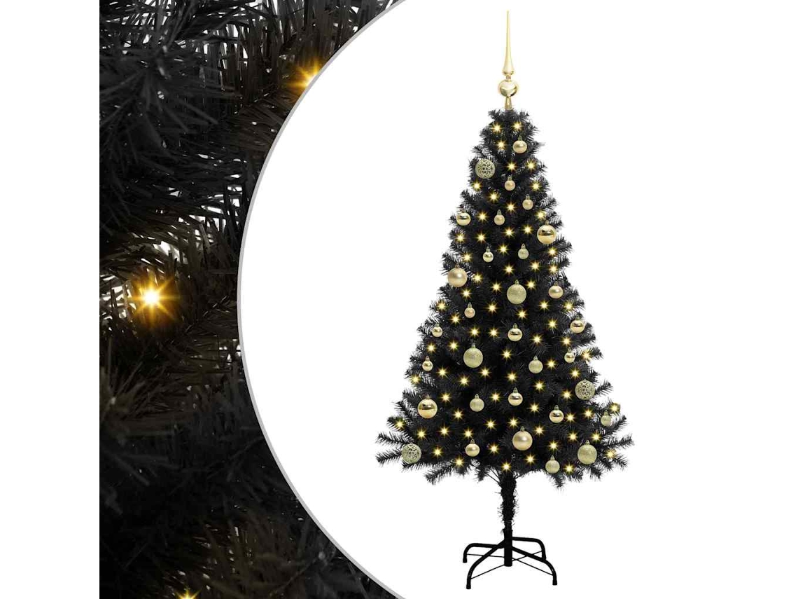Árvore De Natal Artificial Com Led Vidaxl Preto Pvc (150 Cm)