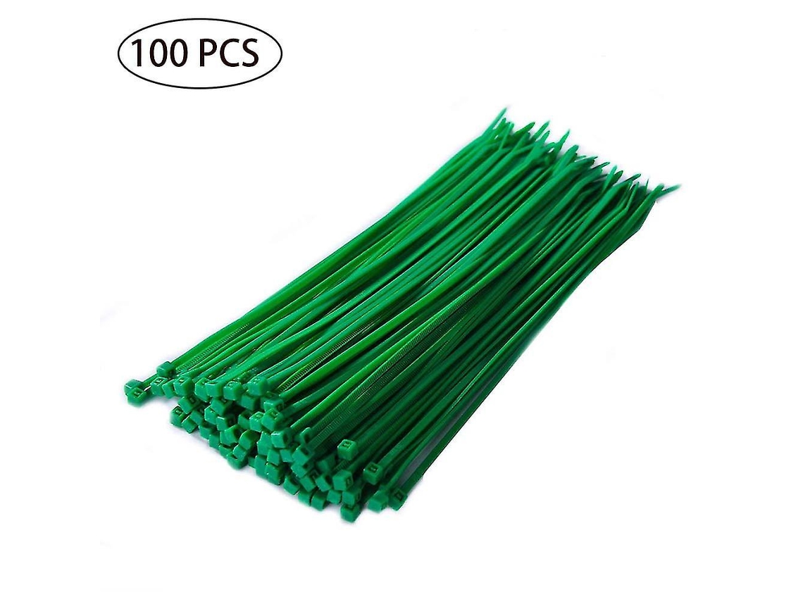 Cintas de Nylon Autoajustáveis de 20,32 Cm, Cabos Multiusos, 100 Unidades, Plástico Forte, Cor Verde
