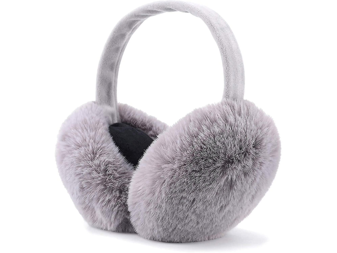 Auriculares de inverno de pelo falso quentinhos, plegáveis para exterior, adequados para mulheres cinza S/MARCA