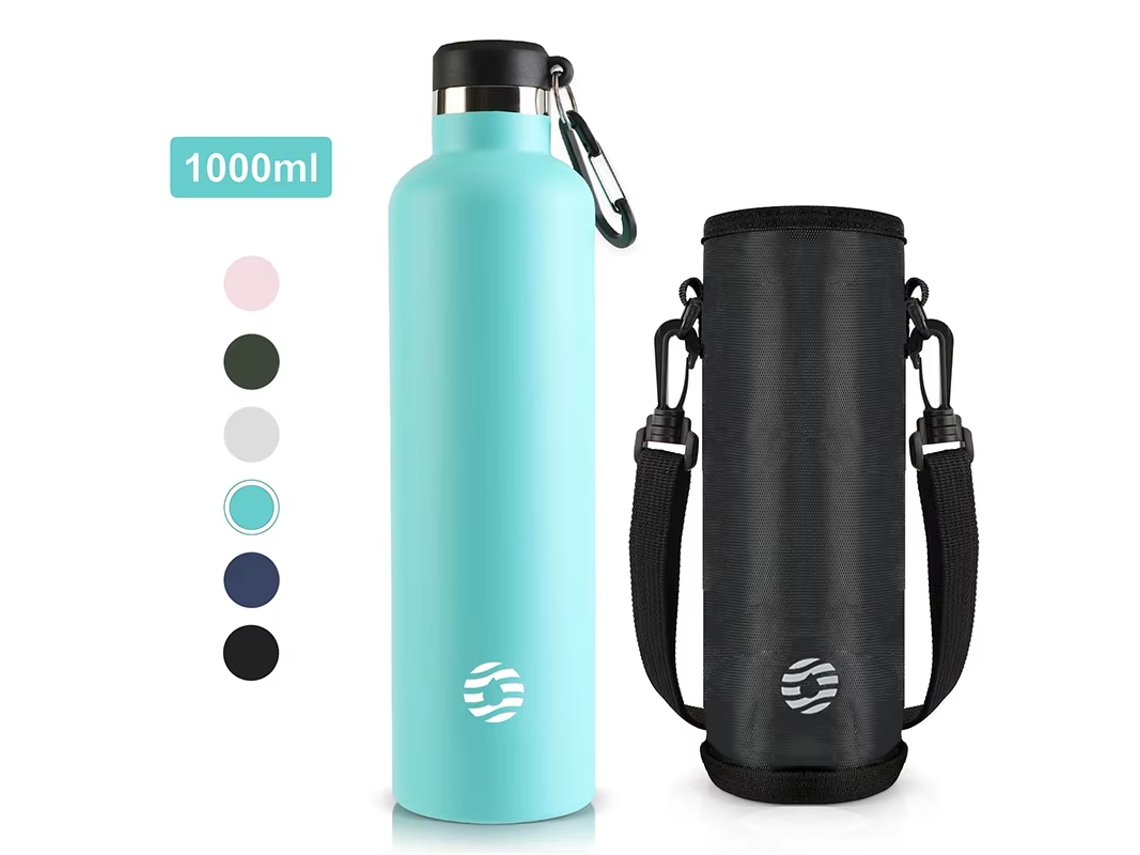 Garrafa Térmica de Aço Inoxidável de 1000 Ml, À Prova de Vazamentos, com Isolamento a Vácuo, para Esportes. MDUG (azul Celeste)