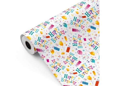 Bobina De Papel De Presente Para Aniversário, Rolo Grande 62cm X 100m • Ideal Para Lojas Negócios Comércio Embalar Presentes Aniversários Fiesta Paper