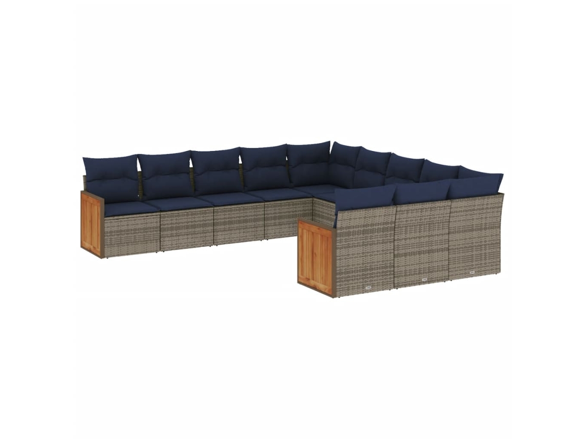 Conjunto de Sofá de Jardim, 11 Peças, Almofadas, Rattan Cinza MAISON EXCLUSIVE