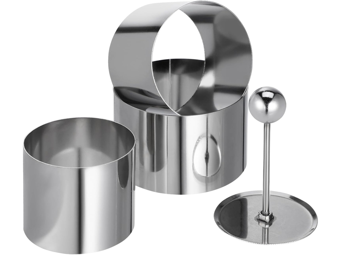 Conjunto De 3 Formas Redondas De Aço Inoxidável Para Preparo De Pratos