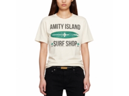 Rockinstone Jaws Movie Surf Shop Solid Natural Adult T-shirt Size:xxl
