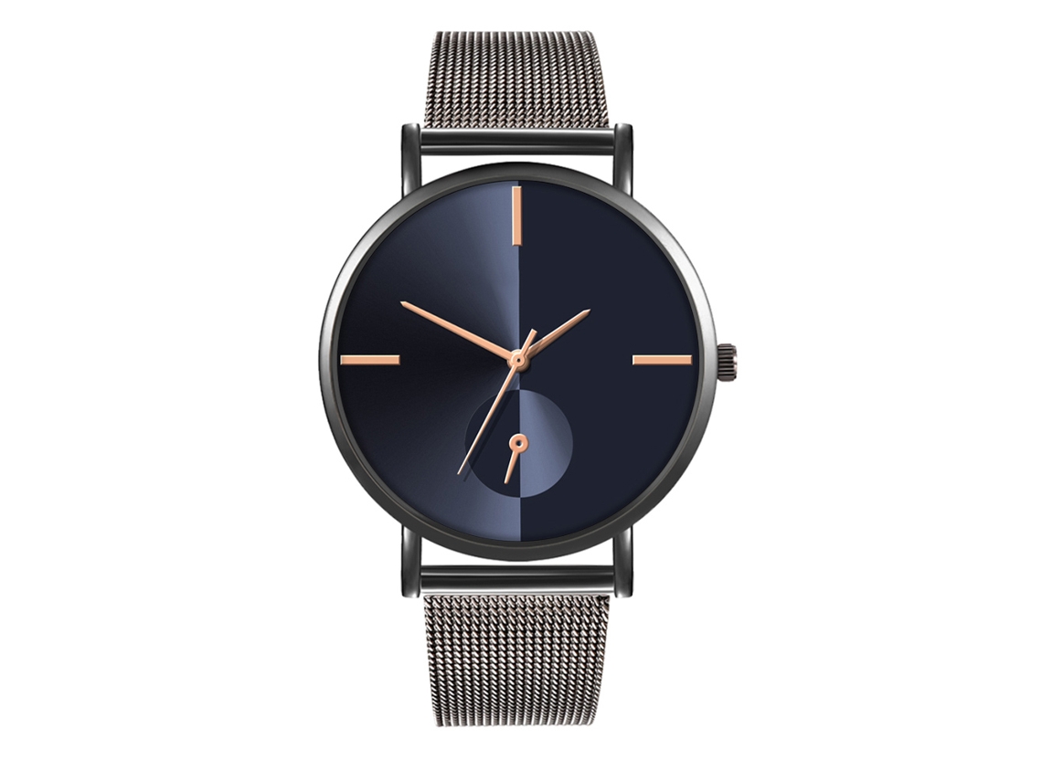 Reloj De Moda Para Parejas Con Correa De Malla Dial Redondo Cuarzo Unisex