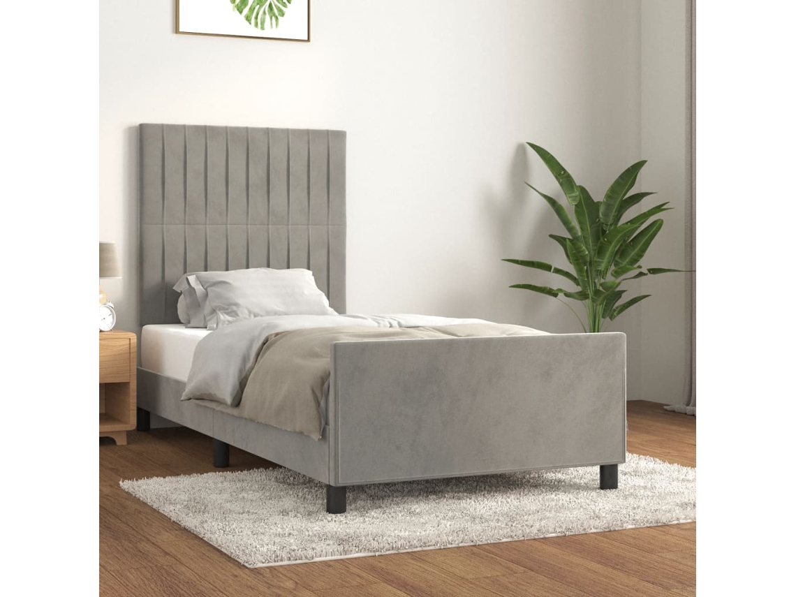 Vidaxl Estrutura De Cama Sem Colchão 90x190 Cm Veludo Cinzento-claro