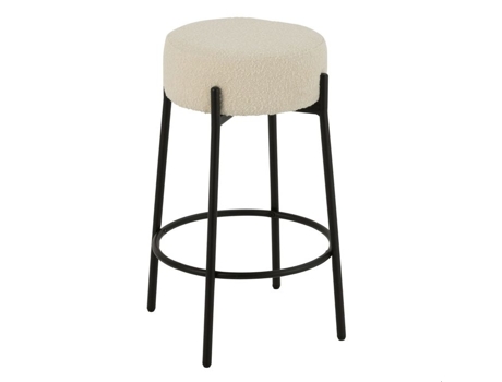 Taburete De Bar Em Tecido Boucle E Metal Branco 41x41x67 Cm Jline