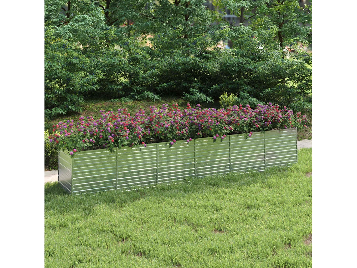 Vidaxl Canteiro Elevado De Jardim 480x80x77cm Aço Galvanizado Prateado