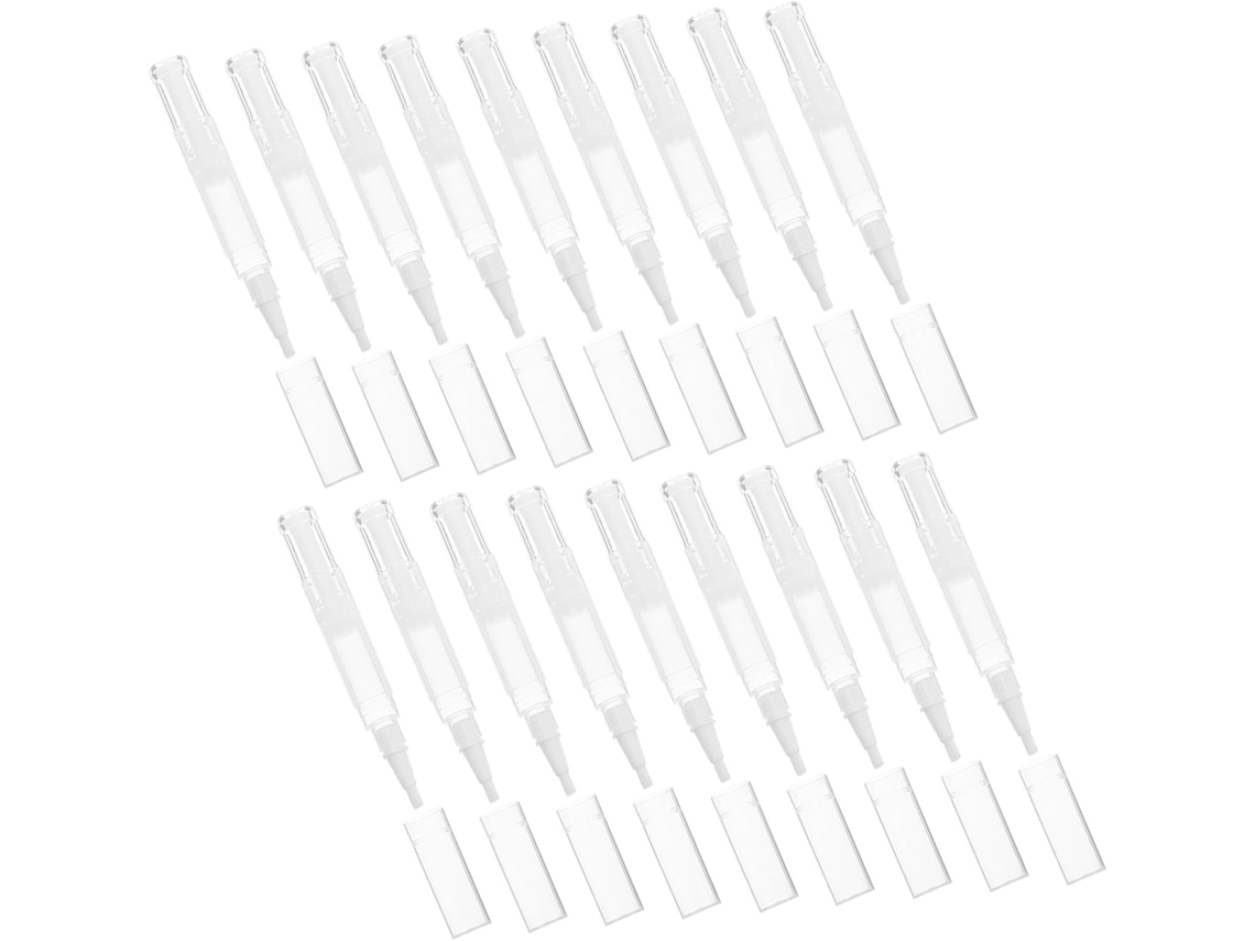 Conjunto de 20 latas vazias de caneta esferográfica e tubos aplicadores recarregáveis para cosméticos, ideais para brilho labial e óleo.