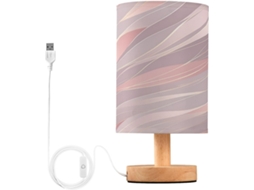 Luminária De Cabeceira Listrada Em Ouro Rosa Skyshu, Pequena Luminária De Mesa Led, Luminária De Cabeceira Usb Com Base