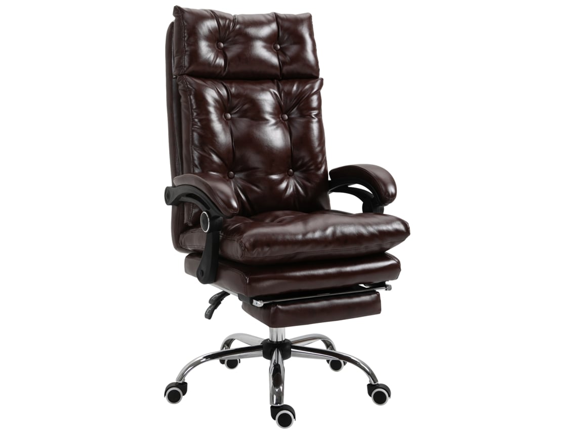 Cadeira De Escritório Ergonômica Com Altura Ajustável, Encosto Reclinável E Apoio Para Pés Retrátil, Marrom