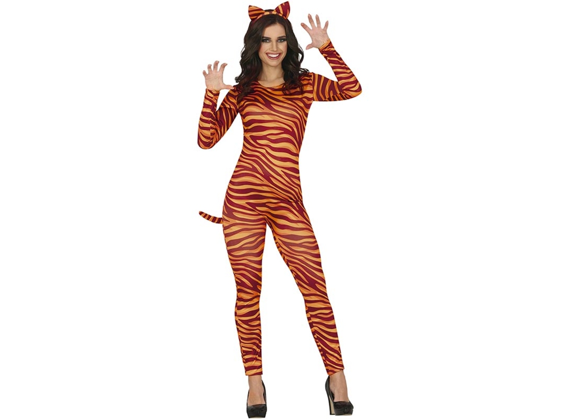 Fato de tigre com bandana e cauda para mulher