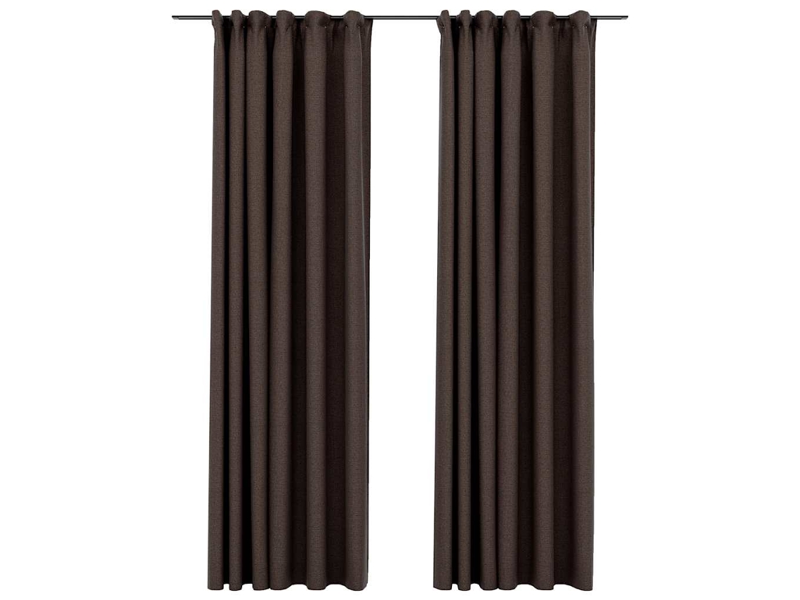 Cortinas Opacas Asp. Linho + Ganchos 2pcs 140x225cm Cinza acas. MAISON EXCLUSIVE