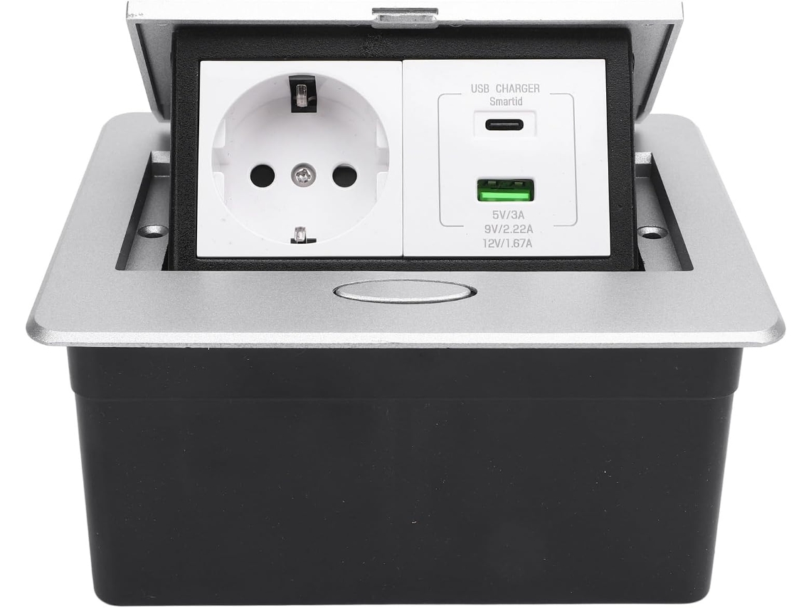 Caixa De Junção Multifuncional De Alta Resistência Com Portas Usb A E C Para Escritório.