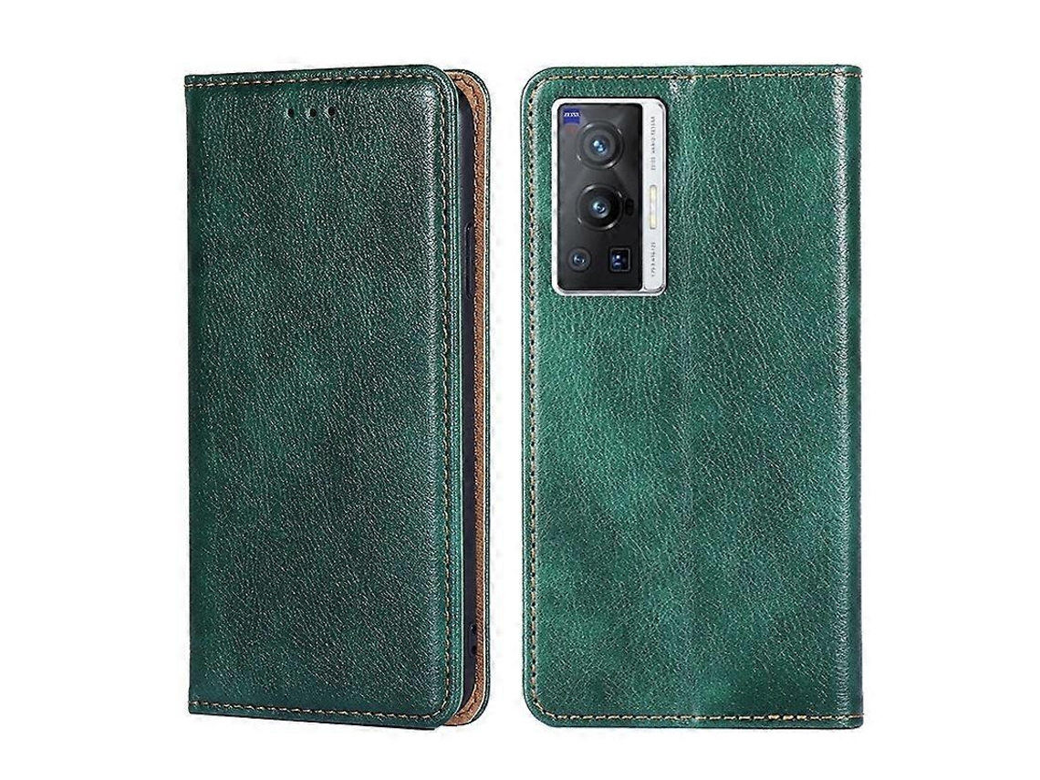 Capa De Celular Magnética De Couro Com Acabamento Brilhante Para Vivo X70 Pro, Cor Sólida E Oleosa