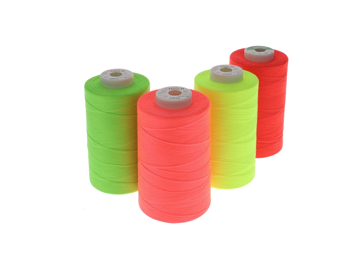 Set de 4 Hilos de Poliéster Dacor 120 5.000 Metros Mix Neon SEWFIL