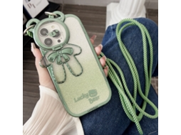 Correia Casa Galvanizada Para Iphone 15 Pro Pele Sintética Verde