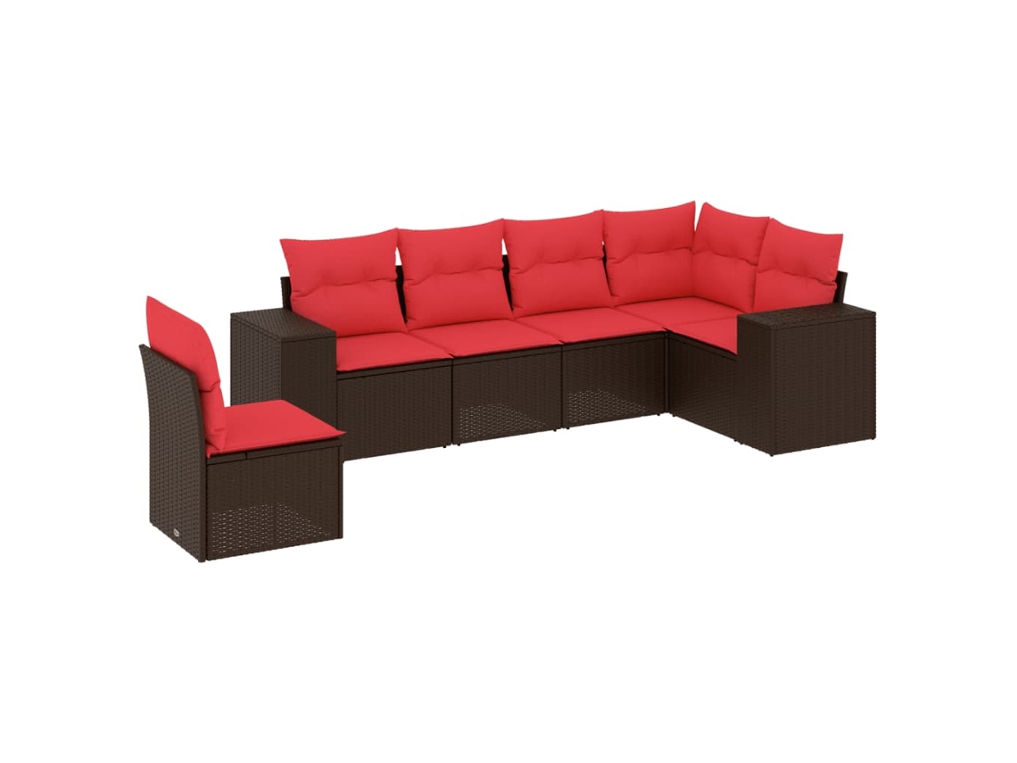 Conjunto de Sofá de Jardim, 6 Peças, Almofadas, Rattan Preto MAISON EXCLUSIVE
