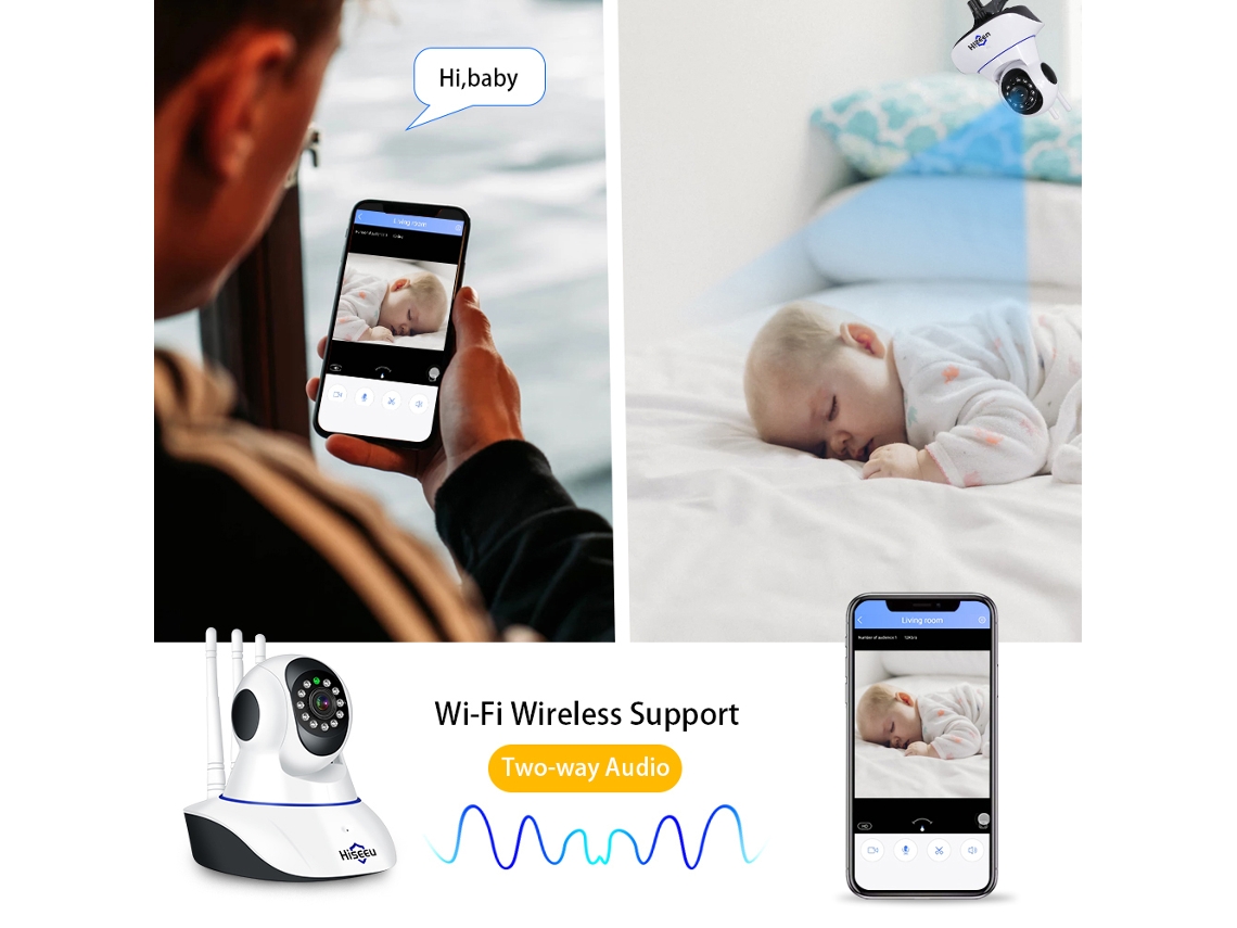 Câmera Ip Sem Fio Wifi Hd 1080p Com Visão Noturna E Detecção De Movimento Para Segurança Residencial