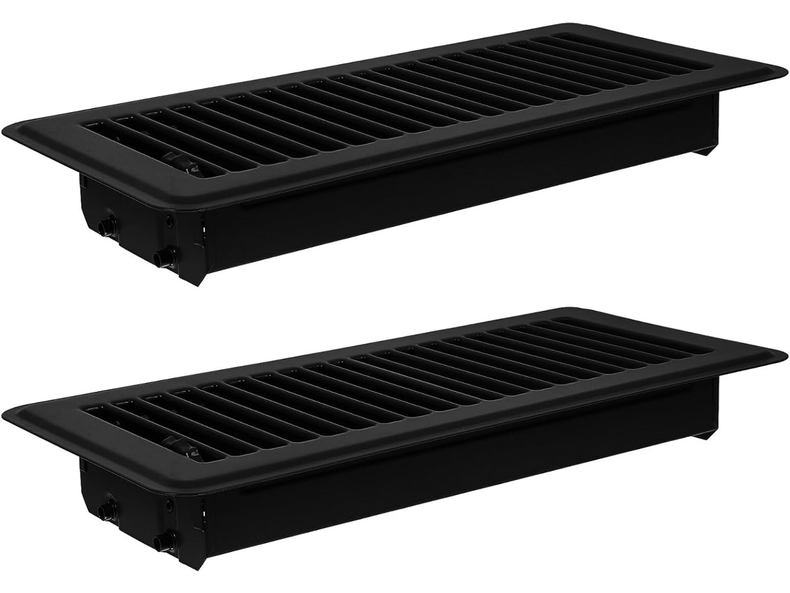 Conjunto De 2 Grelhas De Ventilação De Ferro Preto Para Piso, Medindo 4x10 Polegadas (10x25 Cm)