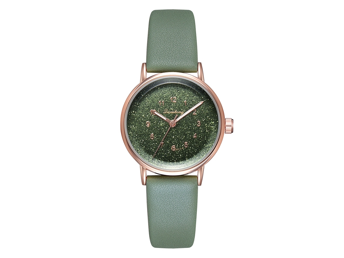 Relógio de Mulher de Quartzo com Mostrador Redondo Casual Elegante Pulseira Ajustável (verde)