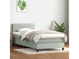 Vidaxl Cama Com Molas/colchão Cinzento-claro 90x220 Cm Veludo