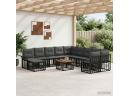 Vidaxl Conjunto De Sofás Para Exterior 12 Unid. Preto E Cinza Escuro
