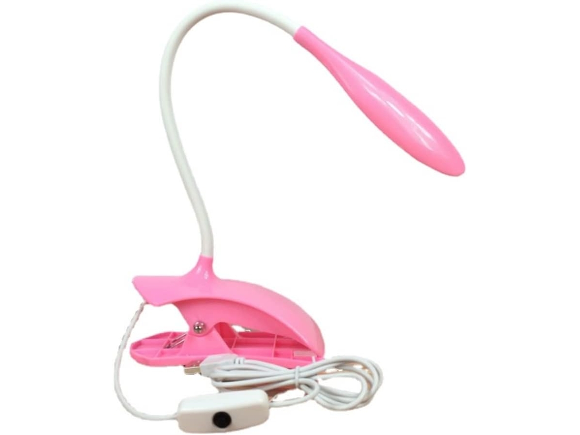 Luminária De Mesa Led Recarregável Via Usb Anso Cabeceira Com Clipe Leitura Para Sala Estar Rosa