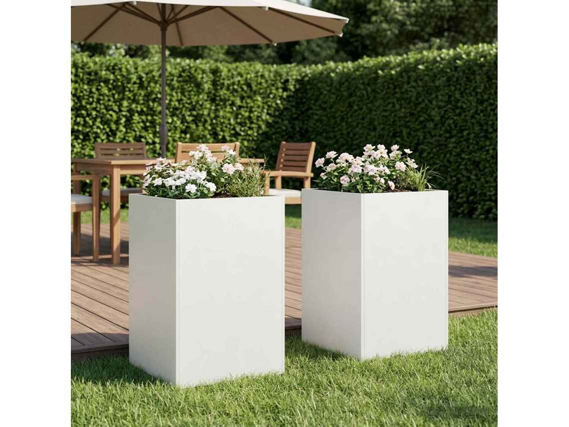 Vidaxl Vaso De Jardim 2 Unid. Branco 50 X 50 X 75 Cm