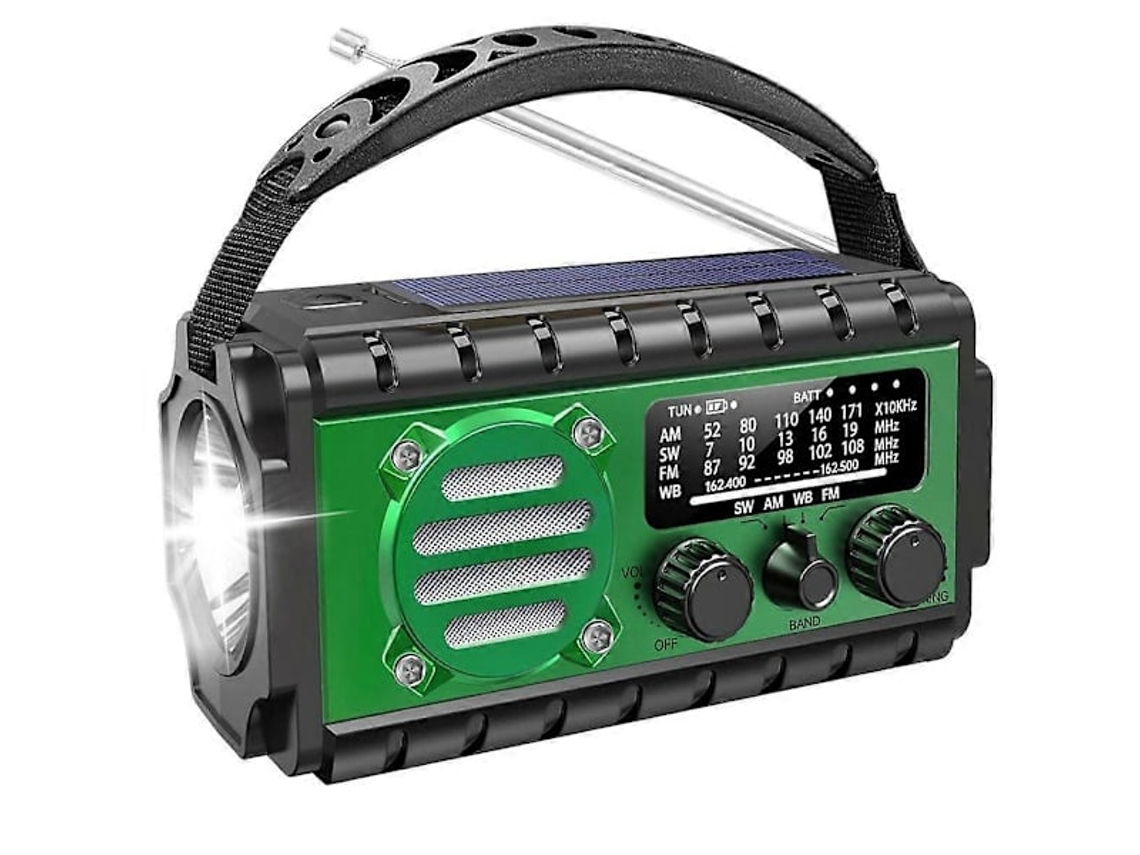 Rádio de Emergência com Células Solares, Am/fm, Manivela e Lanterna AQUAFORGE