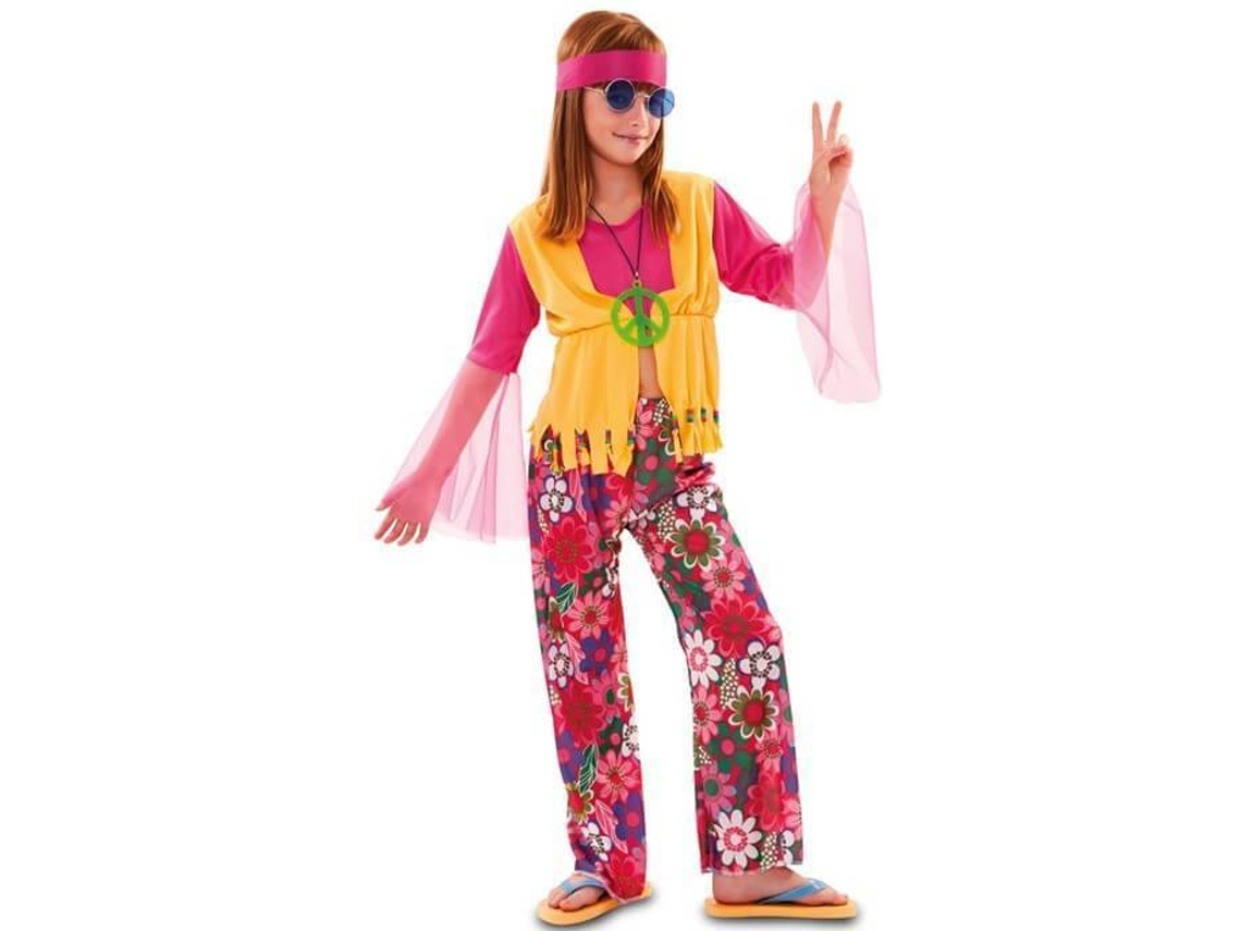 Fato de Menina DISFRAZZES Hippie Rosa (Tam: 7 a 9 anos)
