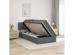 Vidaxl Cama Com Arrumação E Colchão Cinzento-escuro 90 X 190 Cm Veludo