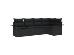 Conjunto 5 Conjunto De Sofás Para Exterior Vidaxl Preto Vime Pe (242,5 X 132,5 X 69 Cm)