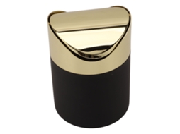 Lixeira de Mesa em Aço Inoxidável Pequena com Tampo Dourado para Ambiente Doméstico e Escritório