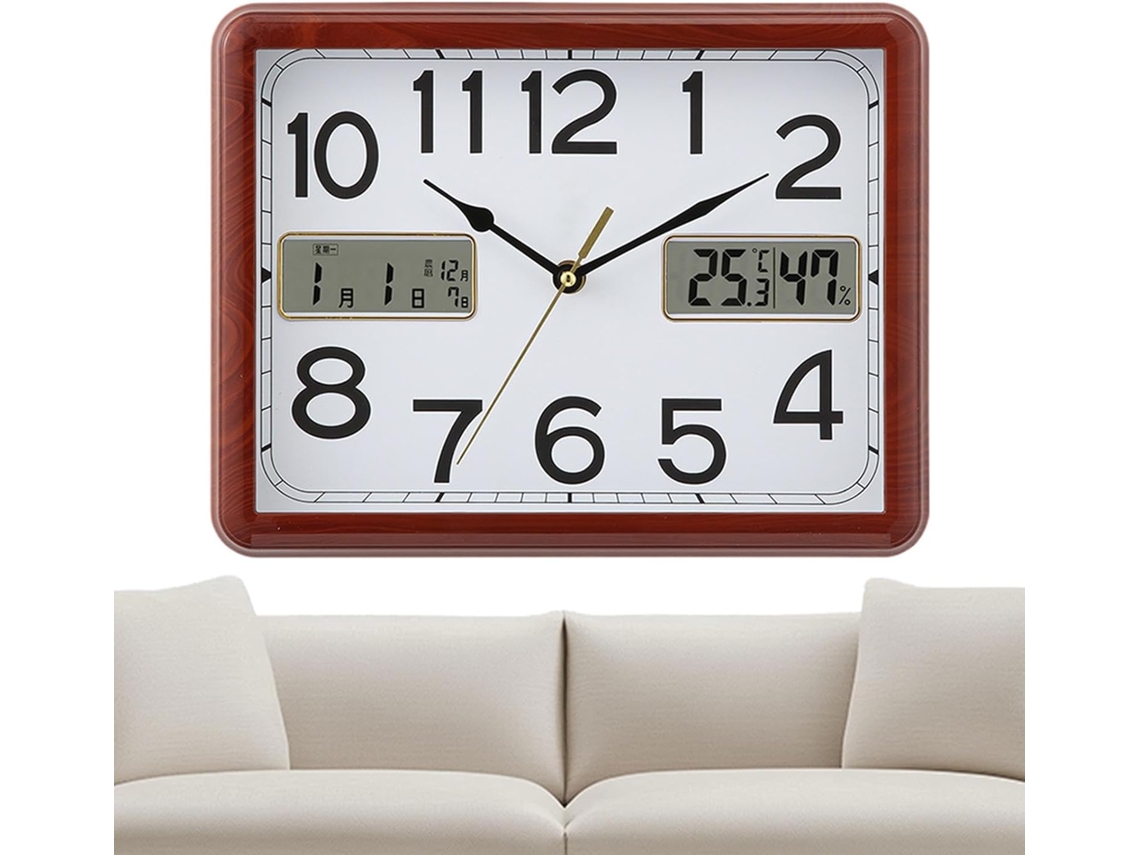 Relógio De Parede, Com Indicador De Temperatura E Umidade, Decorativo Para