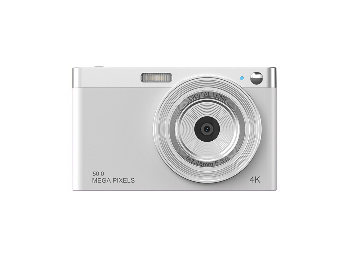 Câmera 4k 50mp, Tela Ips De 2,88" Com Foco Automático E Luz Led, Câmera De Bolso Recarregável Para Crianças (branca)