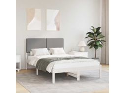 Vidaxl Estrutura De Cama Com Cabeceira Estofada Cinzento-claro