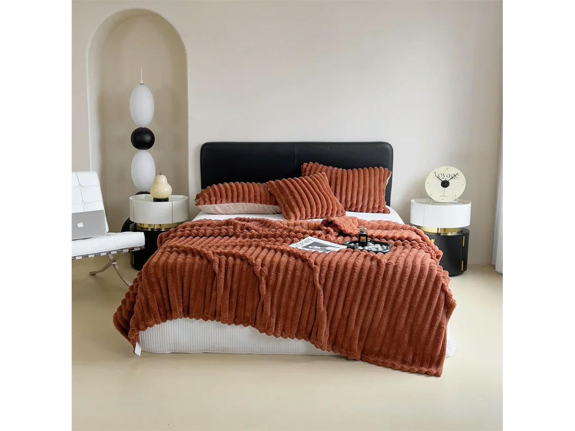 Manta de Veludo Cor Sólida Macia Grossa e Quente Ideal para o Inverno Perfeita Quarto Ou Sala Estar, Macio, Qu