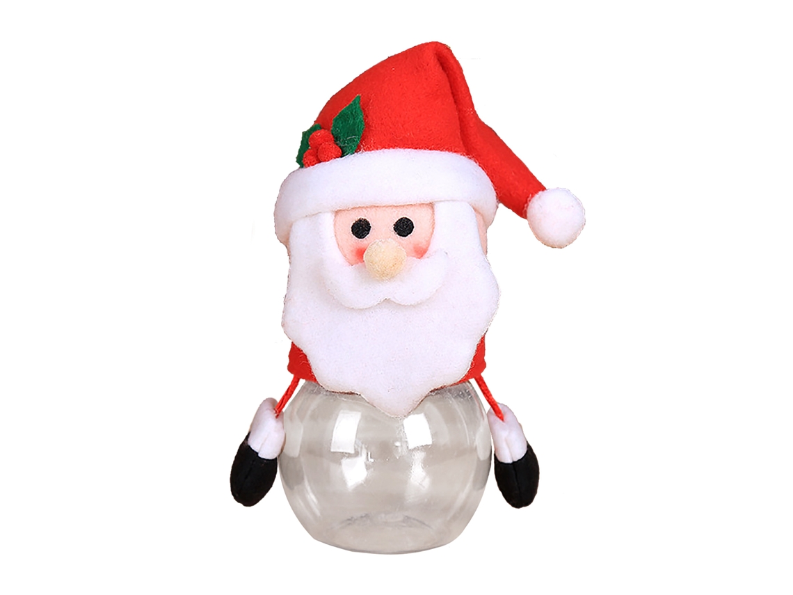 Laxiscreed Pote De Açúcar De Natal Em Plástico Transparente Com Decorações De Pai Natal, Boneco De Neve E Rena