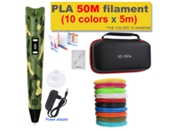 Caneta De Impressão 3d Portátil Com Tela Lcd, Caixa De Armazenamento, 5m X 10 Cores Filamentos Pla, Camuflar Digitallab