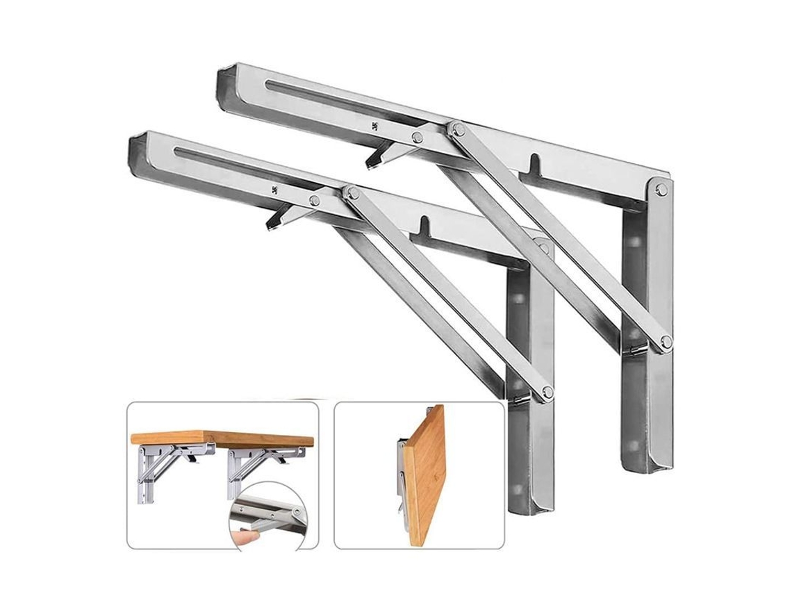 Soporte Plegable De Estante 300mm Acero Inoxidable Montaje Pared Mesa Flotante Diy Hogar Oficina Rv