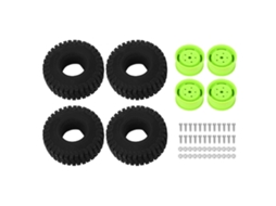 Conjunto De Cubos De Roda Para Carro Rc Resistente À Pressão Plástico Estiloso Com Pneus Verde Para Crawler