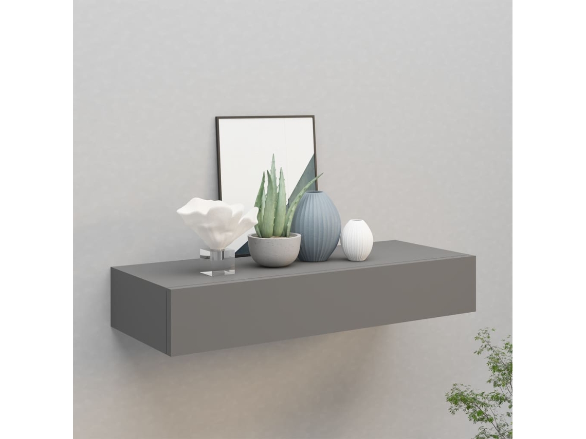 Prateleira De Parede Com Gaveta Mdf 60x23,5x10 Cm Cinzento Dkd Home Decor