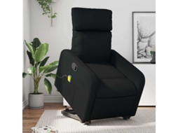 Vidaxl Poltrona Massagens Reclinável Elevatória Couro Artificial Preto