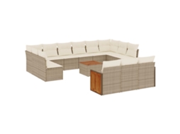 Maison Exclusive - 14 Pcs Conjunto De Sofás P/ Jardim Com Almofadões Vime Pe Bege